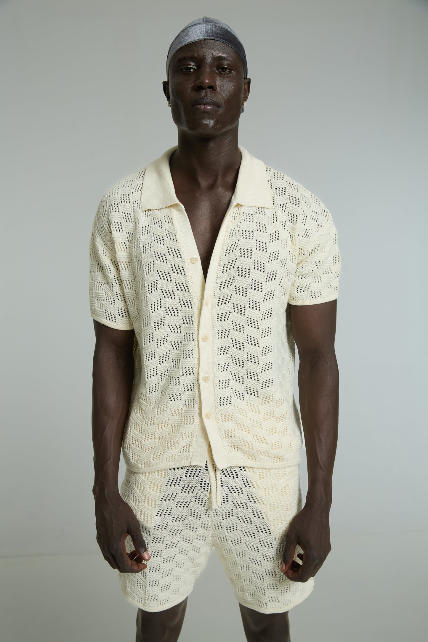 Beige Mosaic Knit Set with Duraj