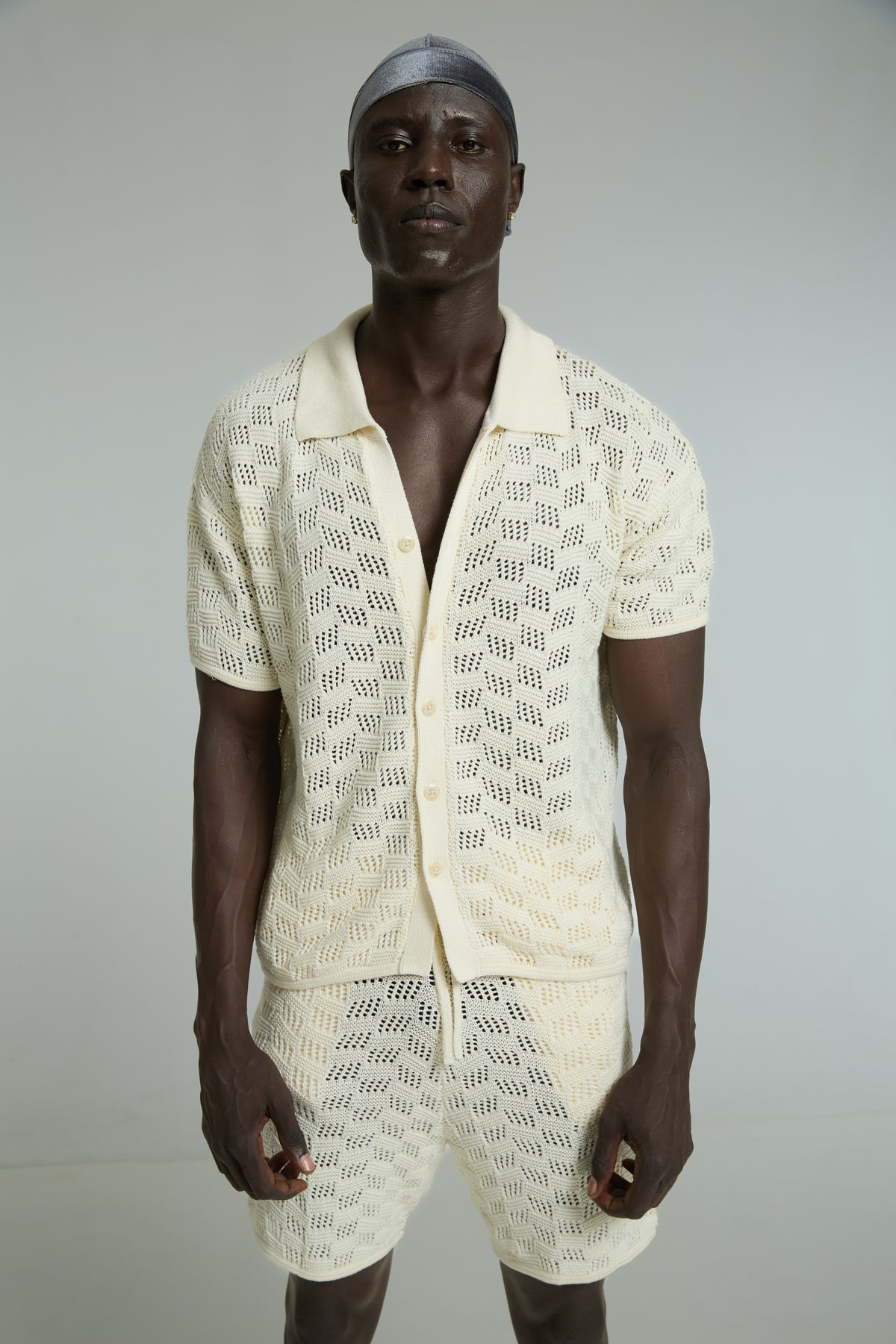 Beige Mosaic Knit Set with Duraj