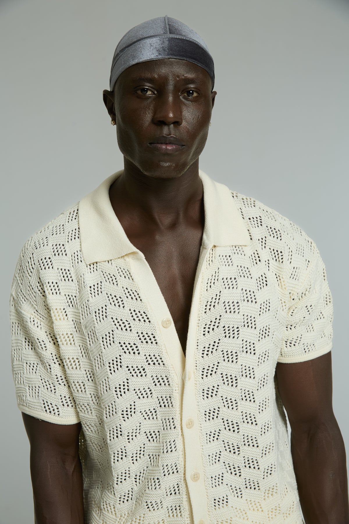 Beige Mosaic Knit Shirt with Duraj