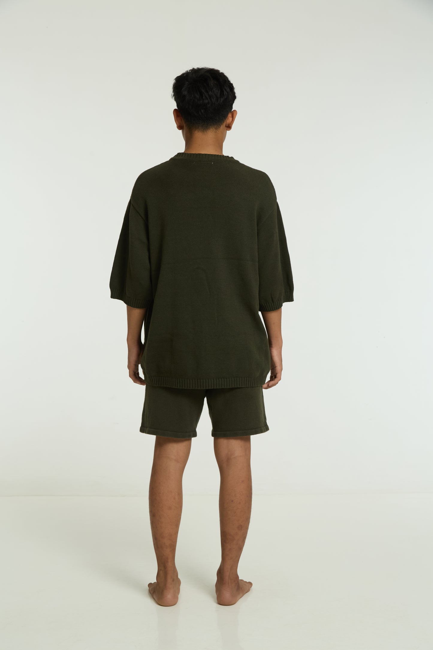 Kids olive cord set, back view