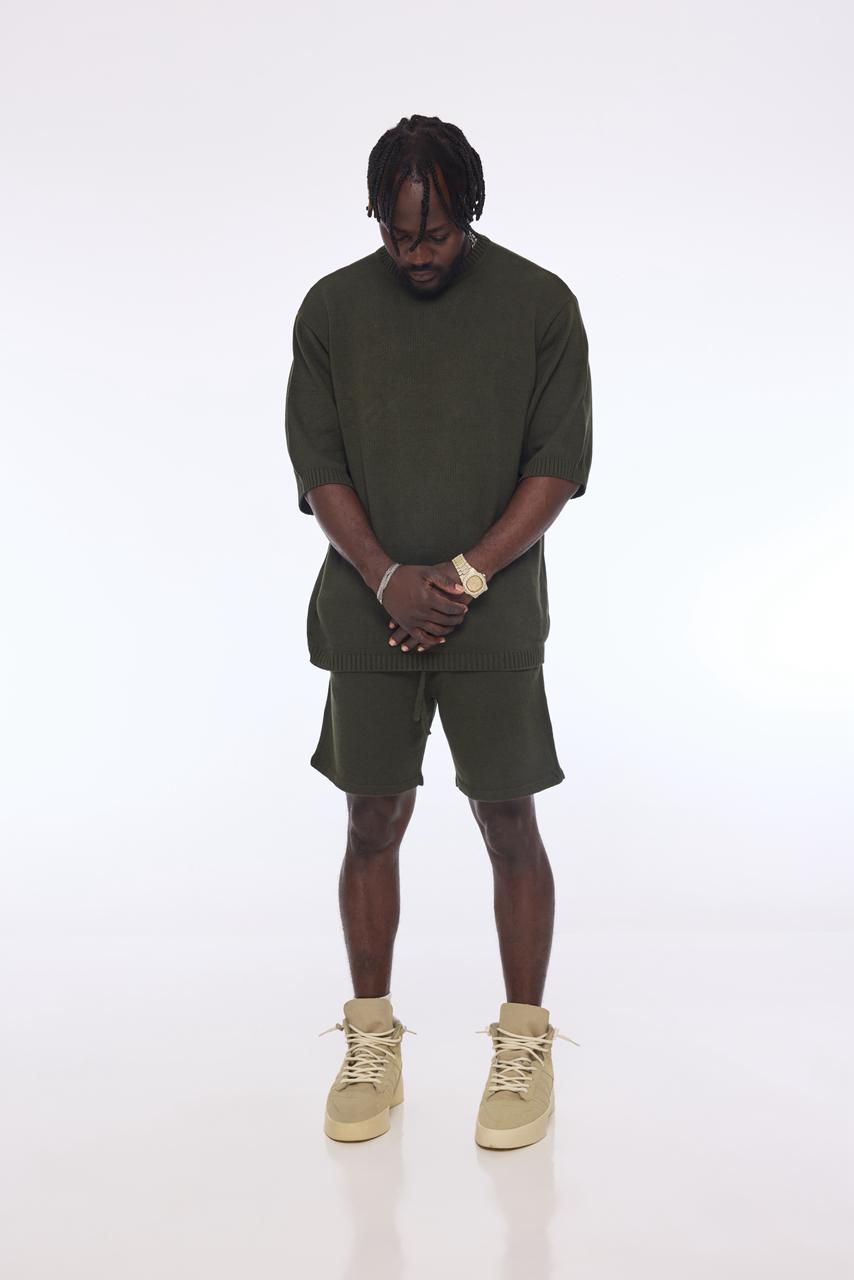 Olive cord set with sneakers