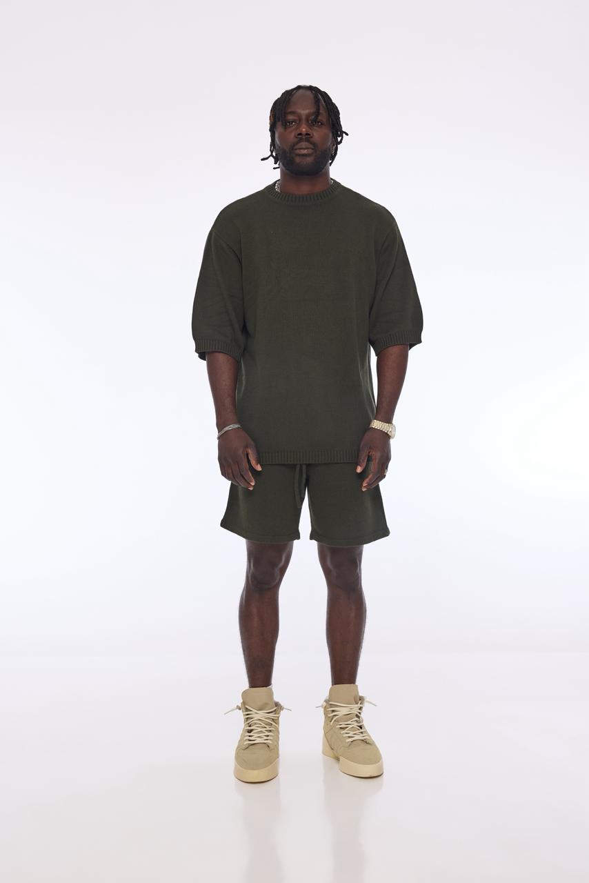 Olive cord set, front view, relaxed fit