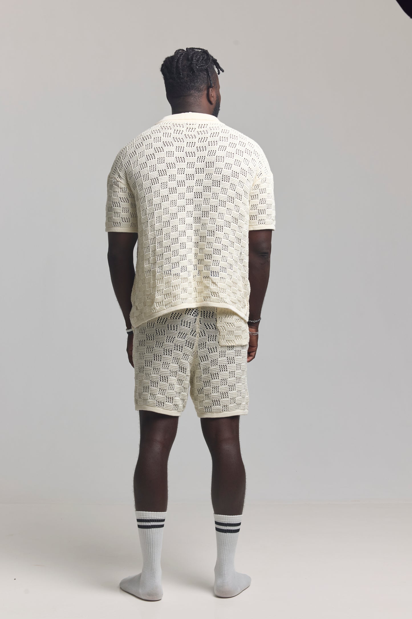 Beige Mosaic Knit Set